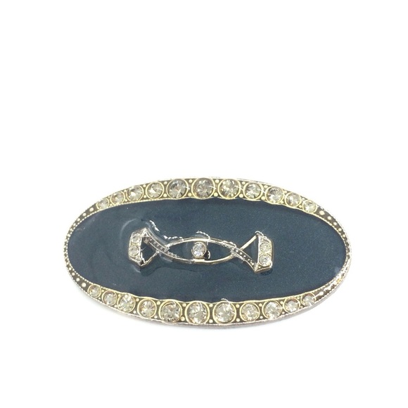 3/$30 VINTAGE 80S CATHERINE POPESCO FRANCE BROOCH BLACK ENAMEL RHINESTONES - Picture 6 of 12